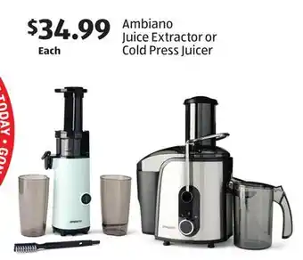 Aldi Ambiano juice extractor or cold press juicer offer