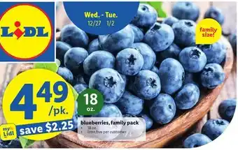 Lidl Blueberries, family pack offer