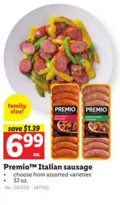 Lidl Premio italian sausage offer