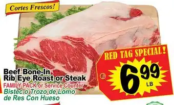 Superior Grocers Beef bone-in rib eye roast or steak offer