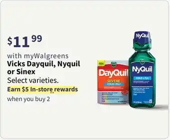 Walgreens Vicks dayquil, nyquil or sinex offer