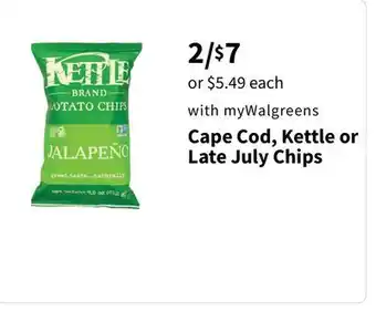 Walgreens Cape cod, kettle or late july chips offer