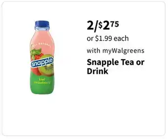 Walgreens Snapple tea or drink offer