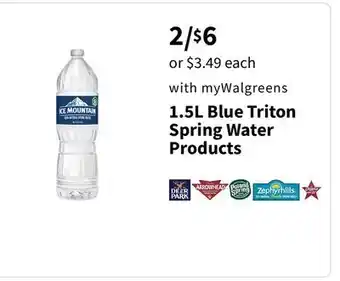 Walgreens 1.5l blue triton spring water products offer