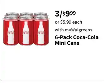 Walgreens 6-pack coca-cola mini cans offer