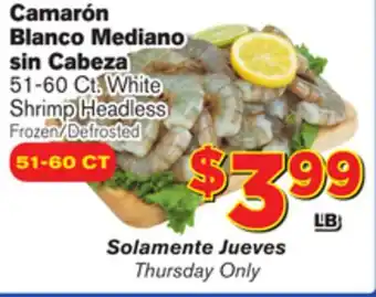 El Super Fresh 51-60 ct. white shrimp headless shrimp offer