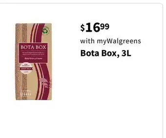 Walgreens Bota box, 3l offer