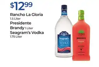 Rite Aid Rancho la gloria, presidente brandy, seagram's vodka offer