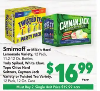 Vallarta Supermarkets Smirnoff or mike's hard lemonade variety offer