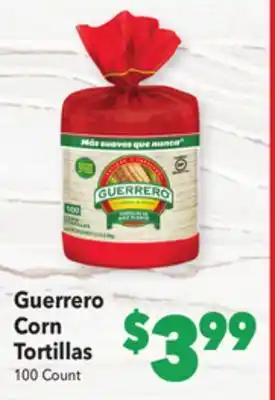 Vallarta Supermarkets Guerrero corn tortillas offer
