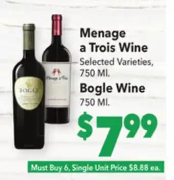 Vallarta Supermarkets Menage a trois wine offer
