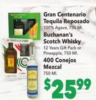 Vallarta Supermarkets Gran centenario tequila reposado offer