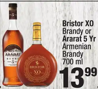Super King Markets Bristor xo brandy or ararat 5 yr armenian brandy offer