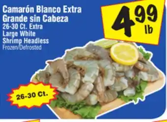 El Super 26-30 ct. extra large white shrimp headless offer