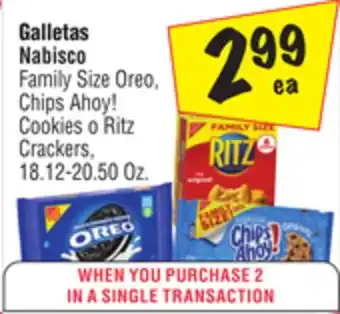 El Super Nabisco family size oreo, chips ahoy! cookies o ritz crackers offer