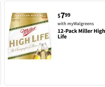 Walgreens 12-pack miller high life offer