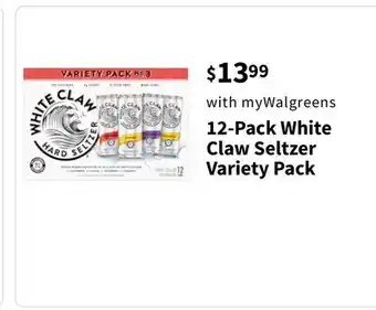 Walgreens 12-pack white claw seltzer variety pack offer