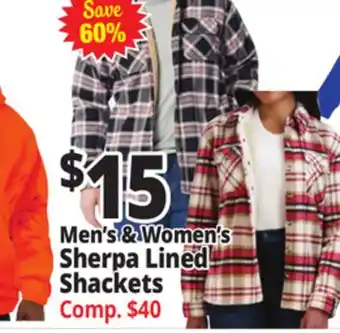Ocean State Job Lot Men's & women's sherpa lined shackets offer