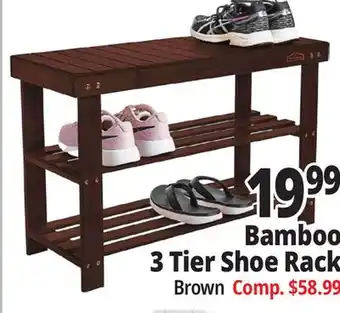 Ocean State Job Lot Homemaid living 3-tier bamboo shoe rack & bench, brown offer