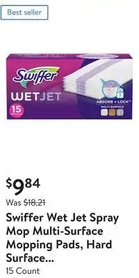 Walmart Swiffer wet jet spray mop multi-surface mopping pads, hard surface cleaners offer
