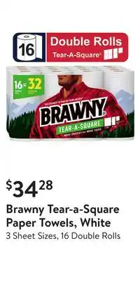 Walmart Brawny tear-a-square paper towels, white offer