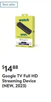 Walmart Google tv full hd streaming device (new, 2023) offer