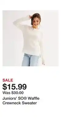 Kohl's Juniors' so waffle crewneck sweater offer