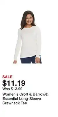 Kohl's Women's croft & barrow essential long-sleeve crewneck tee offer