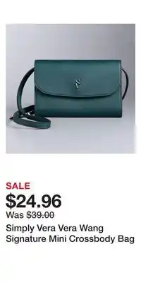 Kohl's Simply vera vera wang signature mini crossbody bag offer