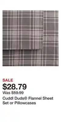 Kohl's Cuddl duds flannel sheet set or pillowcases offer