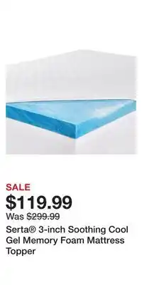 Kohl's Serta 3-inch soothing cool gel memory foam mattress topper offer