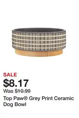 Petsmart Top paw grey print ceramic dog bowl offer