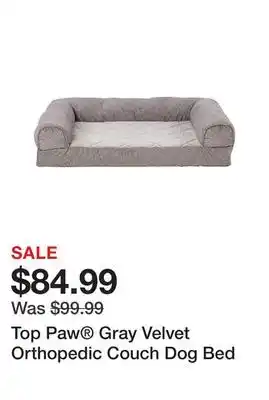 Petsmart Top paw gray velvet orthopedic couch dog bed offer
