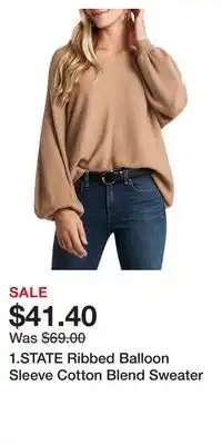 Nordstrom 1.state ribbed balloon sleeve cotton blend sweater offer