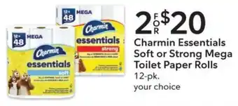 Publix Charmin Essentials Soft or Strong Mega Toilet Paper Rolls 12-pk offer