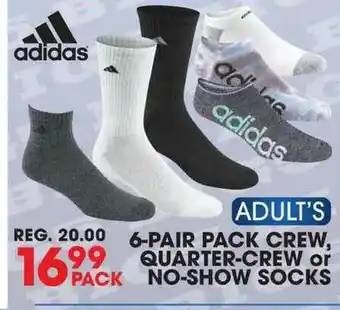Big 5 Adult's 6-pair Pack Crews Or No-show Socks offer