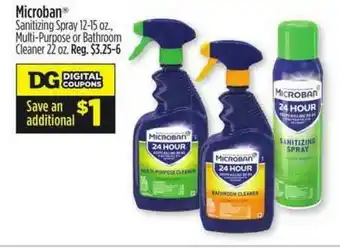 Dollar General Microban Sanitizing Spray Multi-purpose Or Bathroom Cleaner offer
