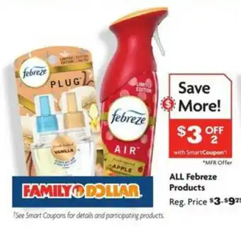 Family Dollar All Febreze Products offer