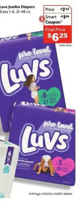 Family Dollar Luvs Jumbo Diepers offer