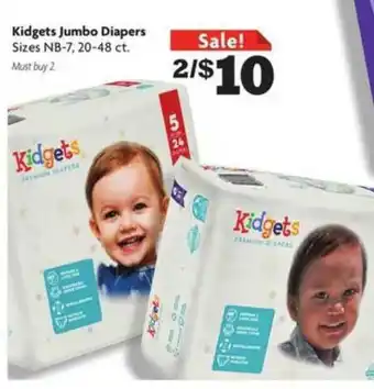 Family Dollar Kidgets Jumbo Diapers offer