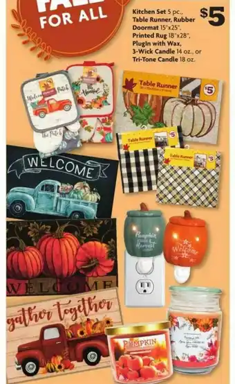 Family Dollar Kitchen Set Table Runner Rubber Doormat Printed Rug Plugin With Wax 3-wick Candle Tri-tone Candle offer