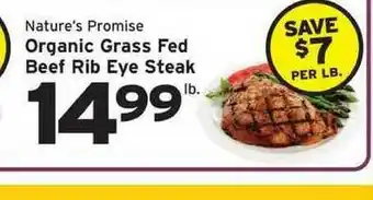 Hannaford Organic Grass Fed Beef Rib Eye Steak offer