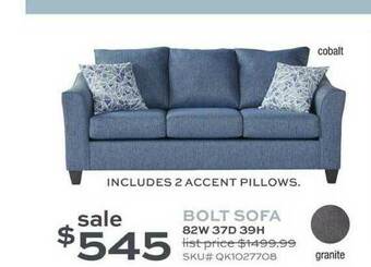 Slumberland Furniture Bolt Sofa 82w 37d 39h offer