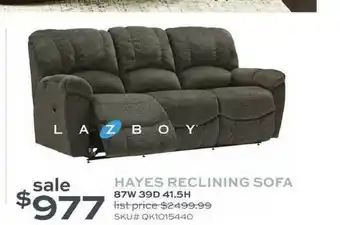 Slumberland Furniture Hayes Reclining Sofa offer