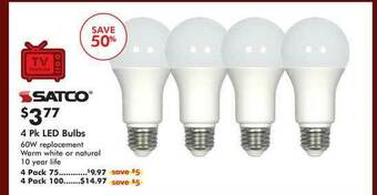 Valu Home Centers Satco 4 Pk Led Bulbs offer