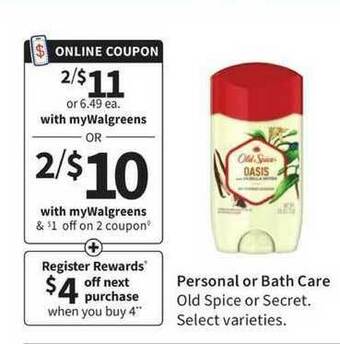 Walgreens Personal Or Bath Care offer