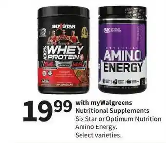 Walgreens Nutritional Supplements Six Star Or Optimum Nutrition Amino Energy Select Varieties offer