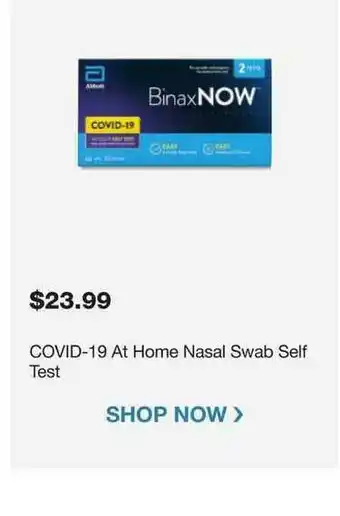 Walgreens Covid-19 At Home Nasal Swab Self Test offer