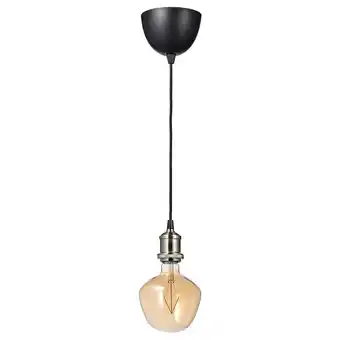 Ikea Jällby / molnart pendant lamp with led bulb, nickel plated/bell-shaped brown clear glass offer