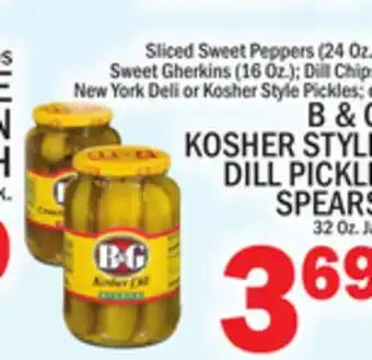 C Town B & g kosher style dill pickle spears 32 oz. jar offer